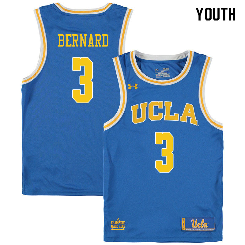 Youth #3 Jules Bernard UCLA Bruins College Basketball Jerseys Sale-Blue